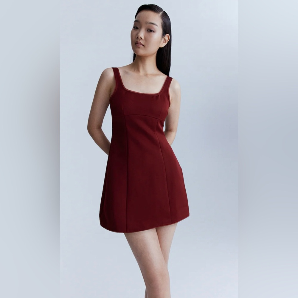 H&M Sleeveless Mini Dress in Deep Burgundy